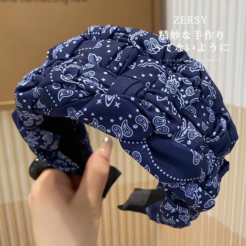 2025新款发箍复古腰果花发卡宽边编织高颅顶头箍压发发窟发捆发饰