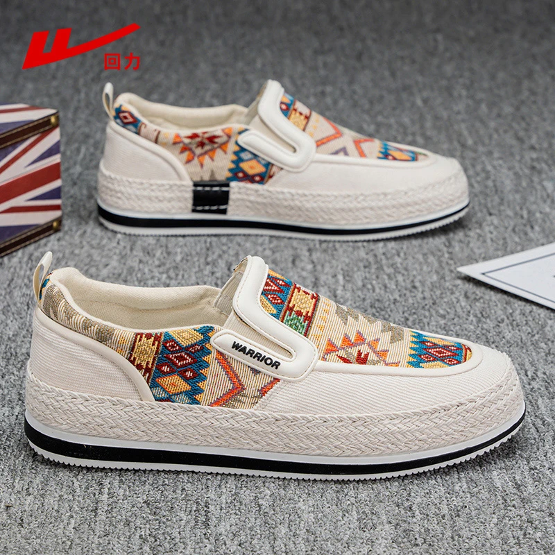 回力老北京布鞋男款春季透气百搭一脚蹬懒人鞋男软底低帮休闲男鞋