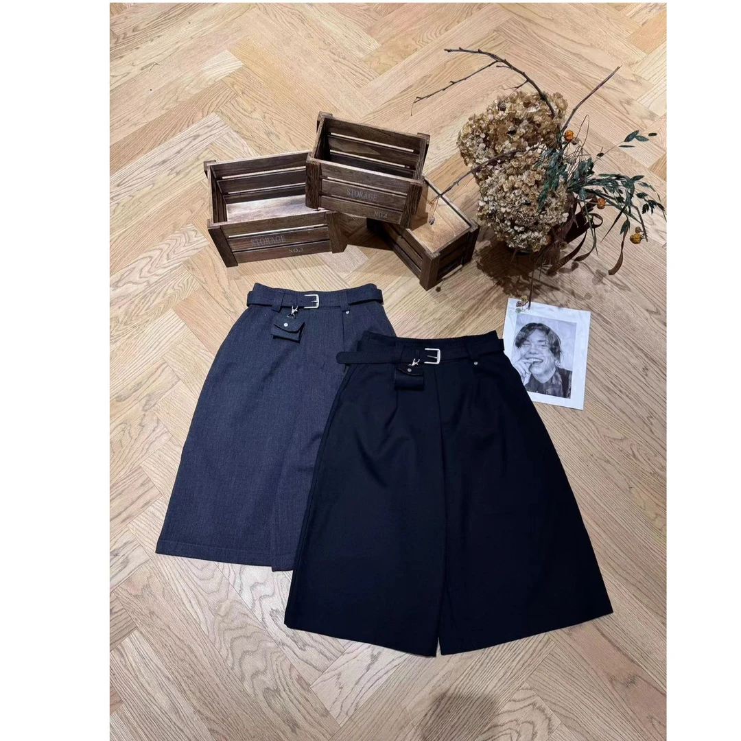 【YIBUDAOWEI】韩系小挂包阔腿七分休闲裤中裤 8290