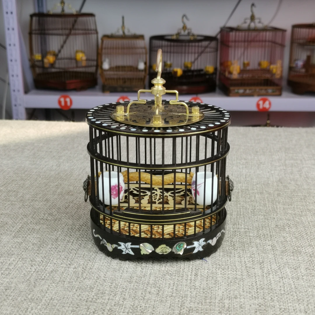 12直径精品镶嵌贝壳蝈蝈笼（配瓷碗）