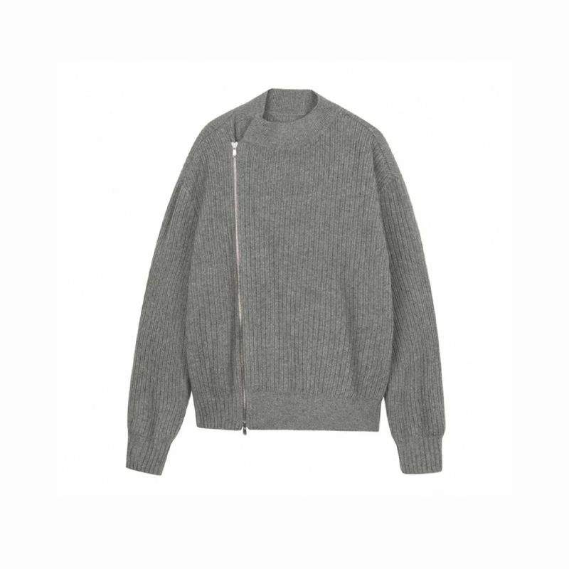 【老李推荐】复古设计感斜开襟针织衫毛衣12070