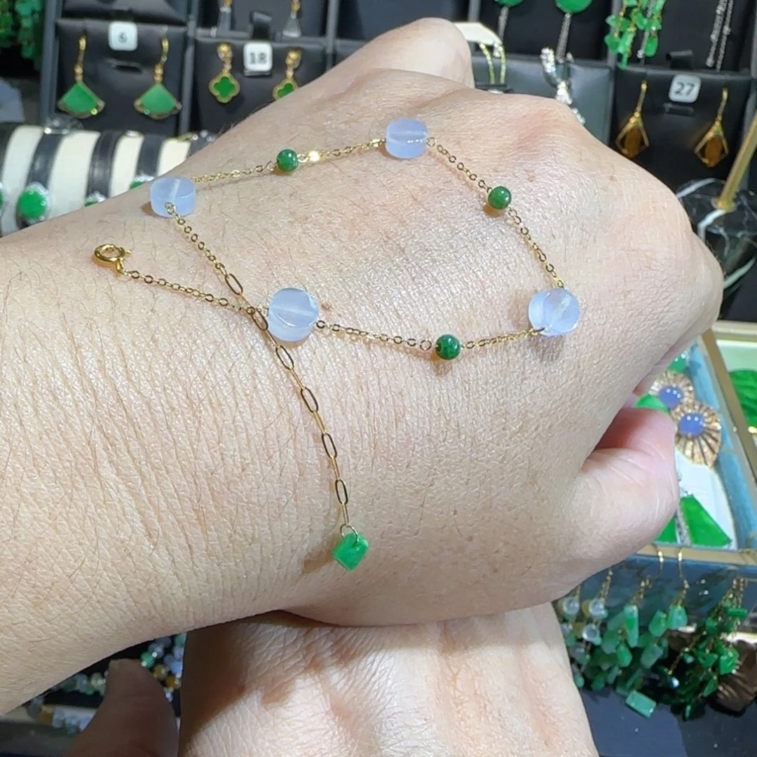 翡翠18K金镶嵌颈饰手链