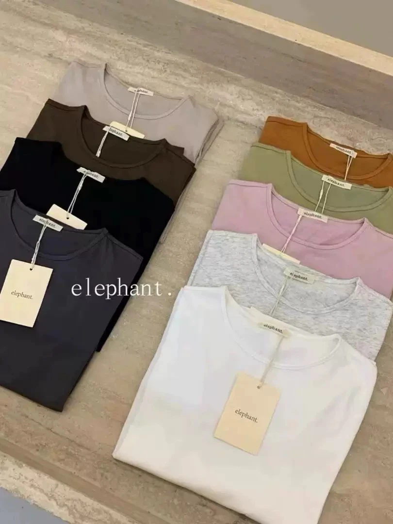 老钱风女款韩版女士长袖套头纯色T恤简约