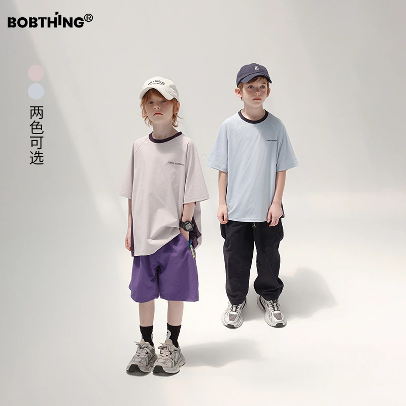 儿童撞色拼接运动T恤短袖男童夏装亲肤透气半袖体恤2025新款童装