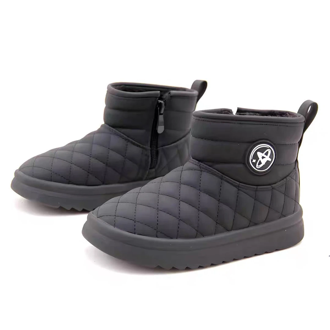 DT冬季童鞋1235H加厚保暖加绒男女雪地靴侧拉链平底休闲舒适24D