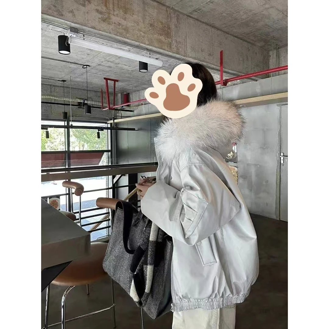 胖花推荐胖MM连帽棉服女冬季情侣保暖加厚大毛领工装派克服99903