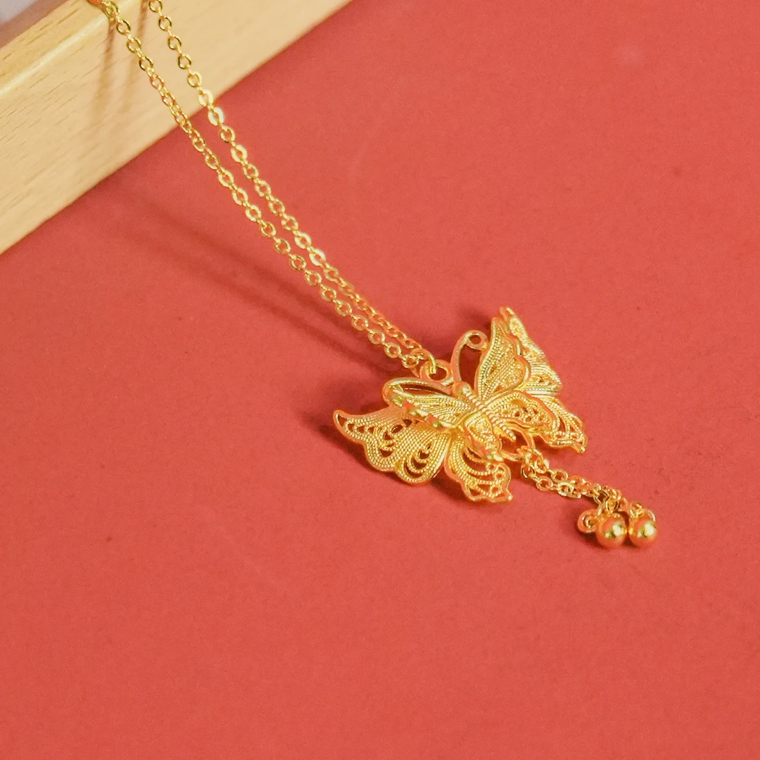 坠链均足银 岁梦蝴蝶镂空时尚足银气质轻奢送礼国风新中式精致