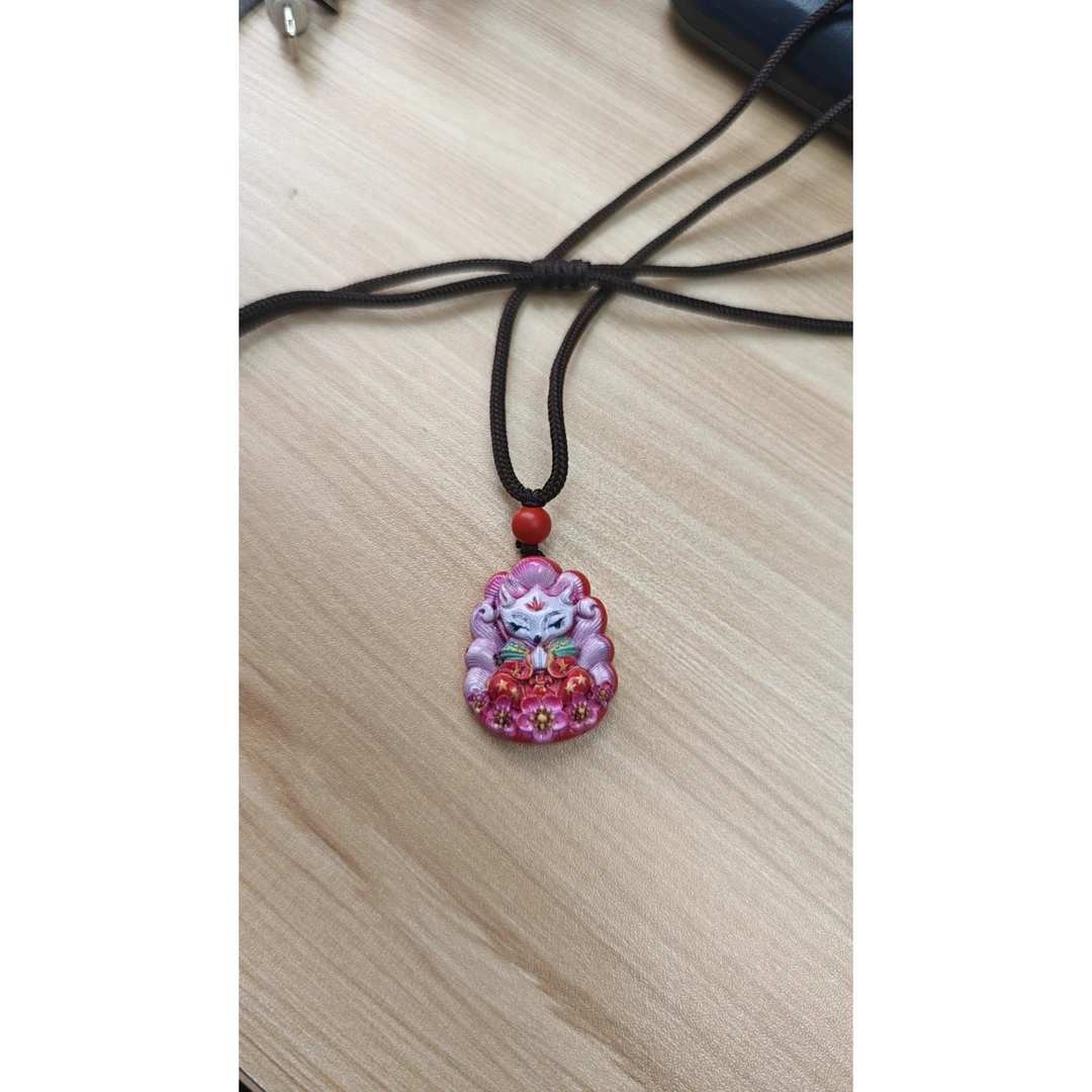 天然辰砂含辰砂工艺品朱砂凤九吊坠