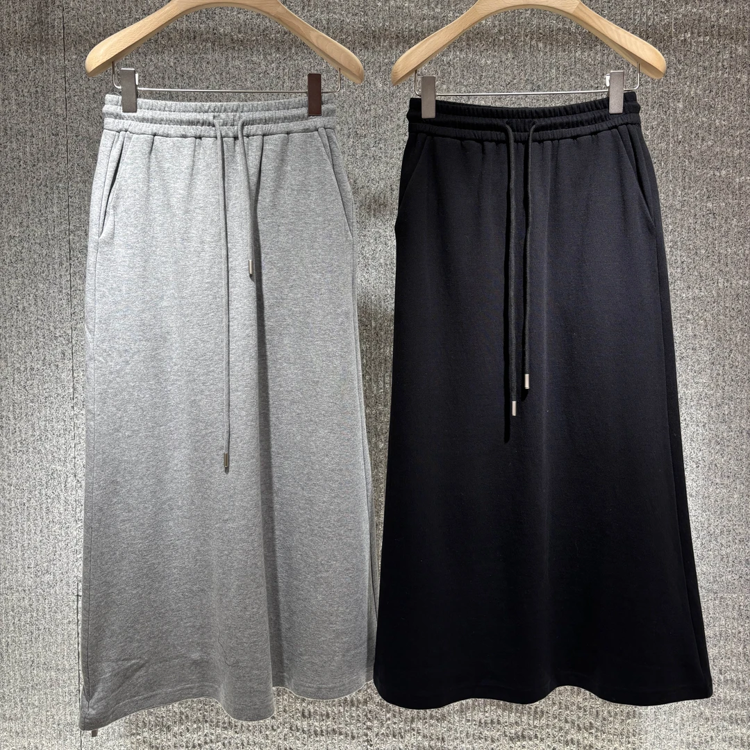 CONCISE-WHITE简白松紧腰休闲半身裙