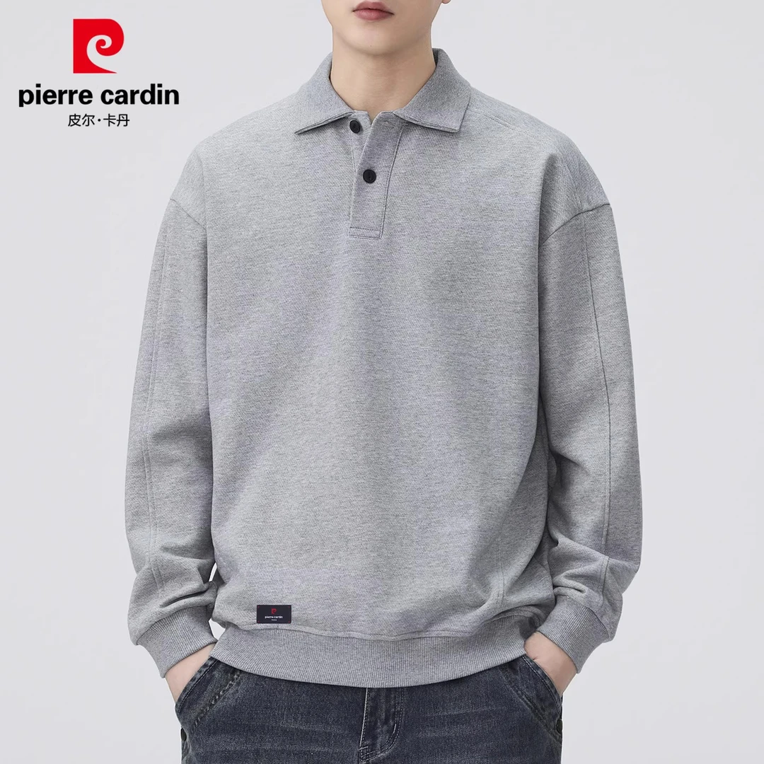 皮尔卡丹高端男士长袖卫衣秋季新款宽松休闲痞帅慵懒风打底衫男装