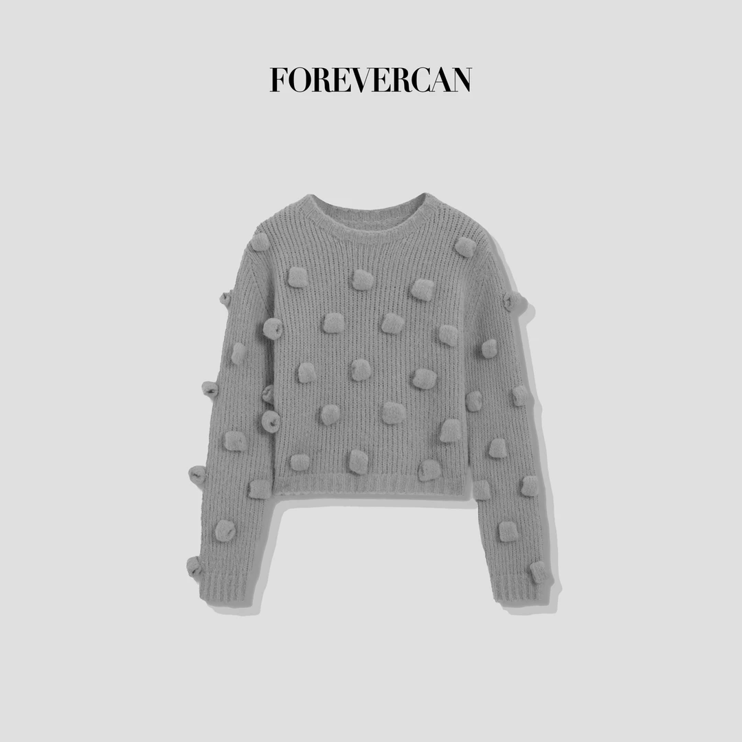 FOREVERCAN“毛毛桃”重工立体毛球针织毛衣上衣MY4332