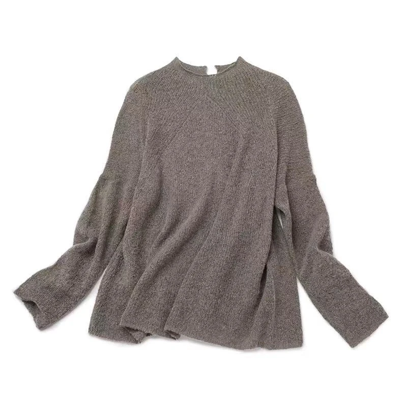 雾中来访 花式纱宽松慵懒羊绒混纺套头衫 叠穿长袖针织