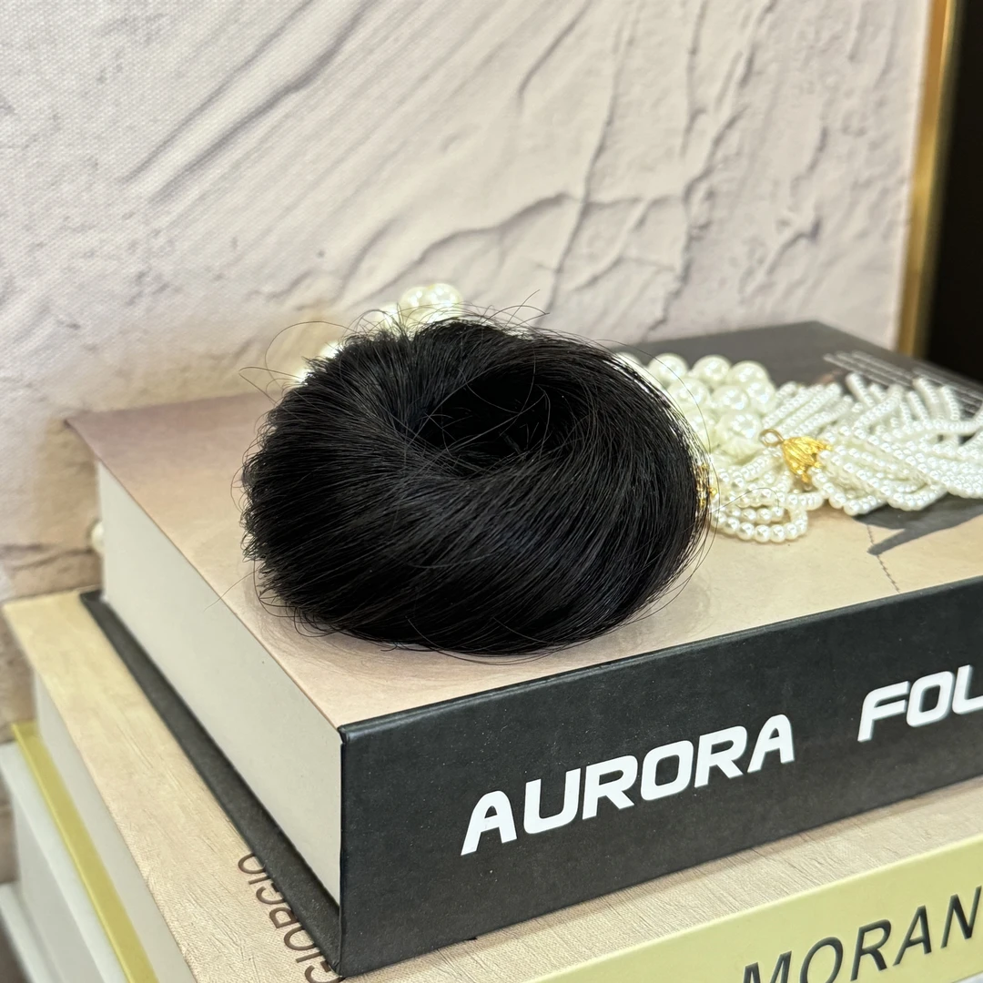 新款丸子头专用头饰女士蓬松立体花苞头假发包全真发减龄直发圈