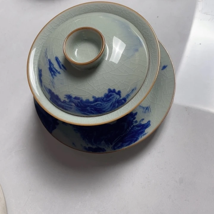 摆件青花千里江山盖碗jjj