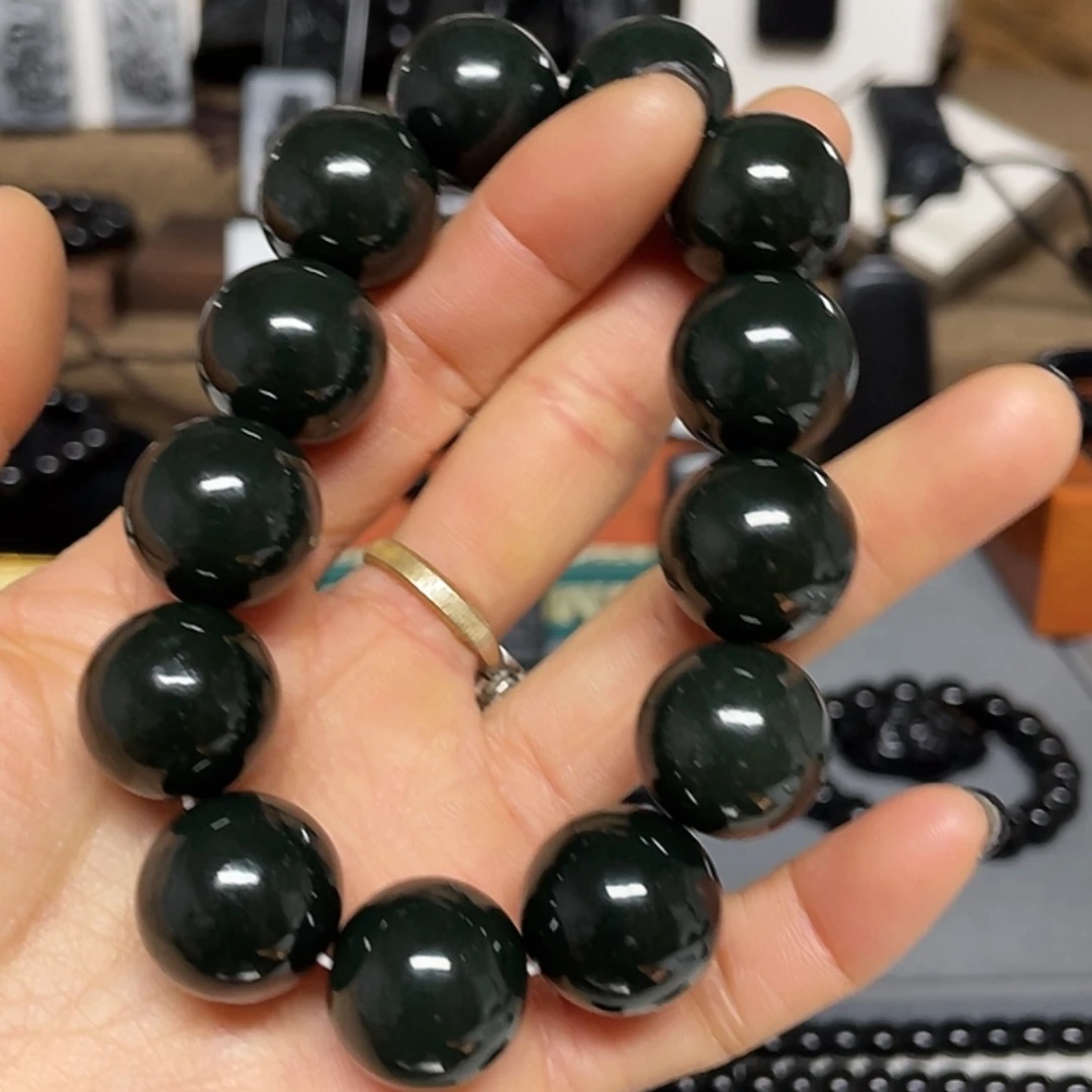 【闪购商品】和田玉（青玉）手串未镶嵌卡18圆珠