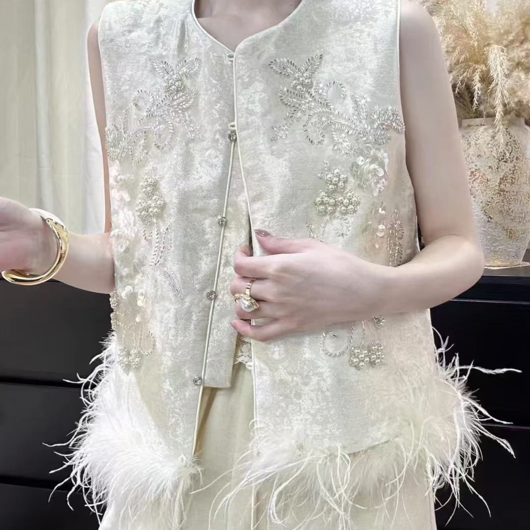 【雪域丽人】玛薇丝早秋新款新中式重工订珠国风棉马甲