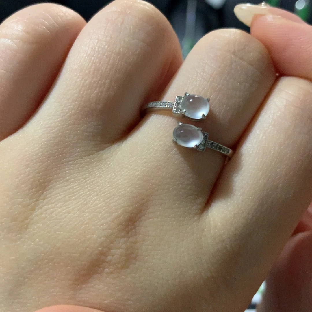 翡翠戒指银S925镶嵌戒指