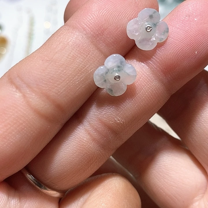 银S925镶嵌翡翠耳饰69号