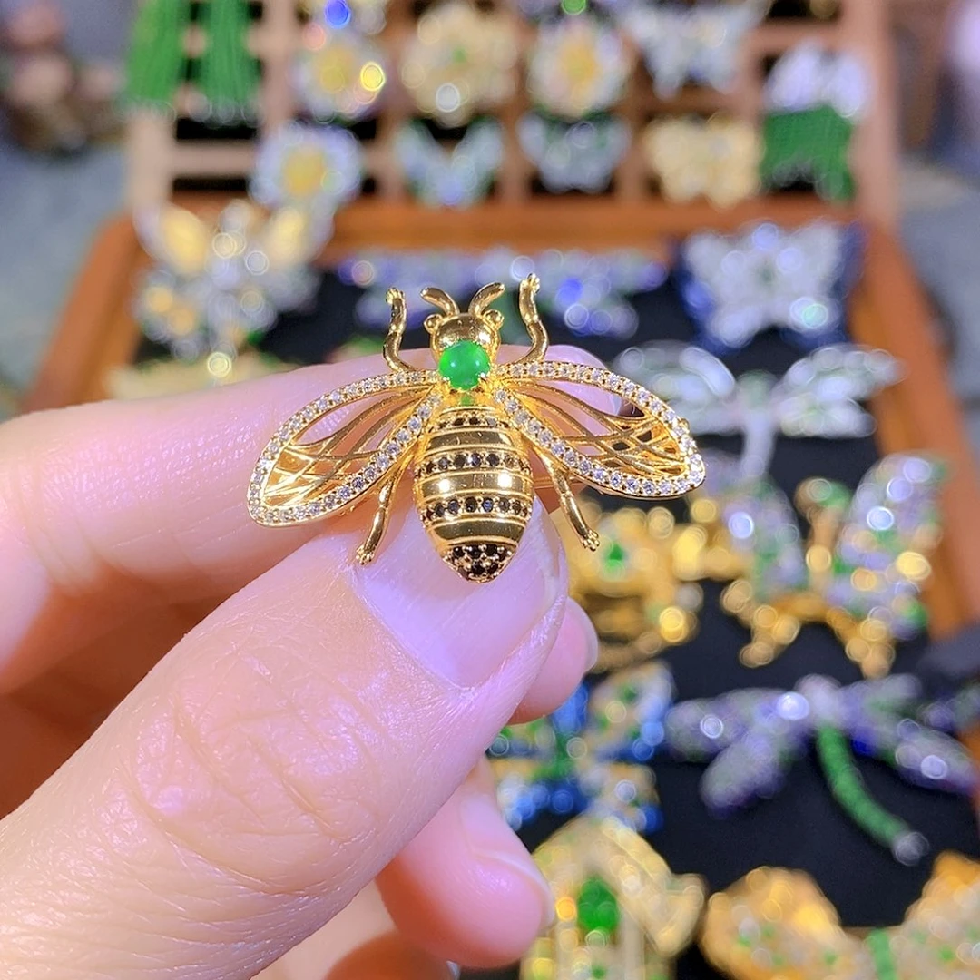 吊坠(不含链)银S925镶嵌翡翠