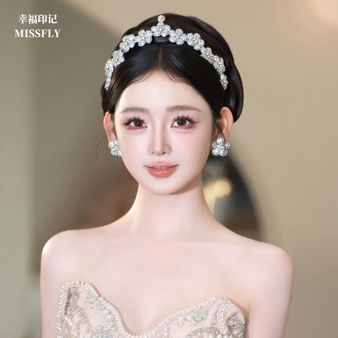 新娘花朵小皇冠头饰精致甜美减龄十八岁生日宴会年会超闪王冠发饰