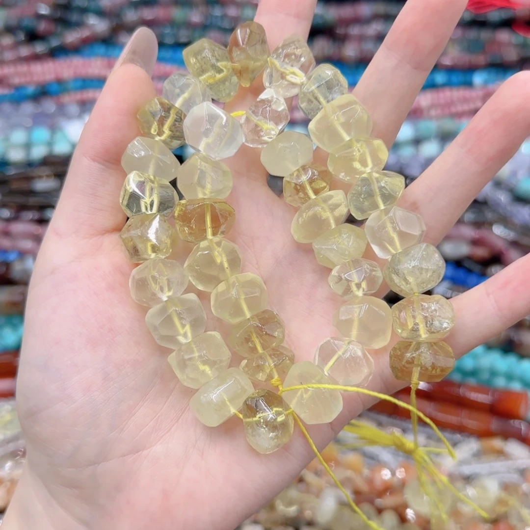 未镶嵌玛瑙/玉髓珠宝半成品柠檬晶手工切面一条卡15