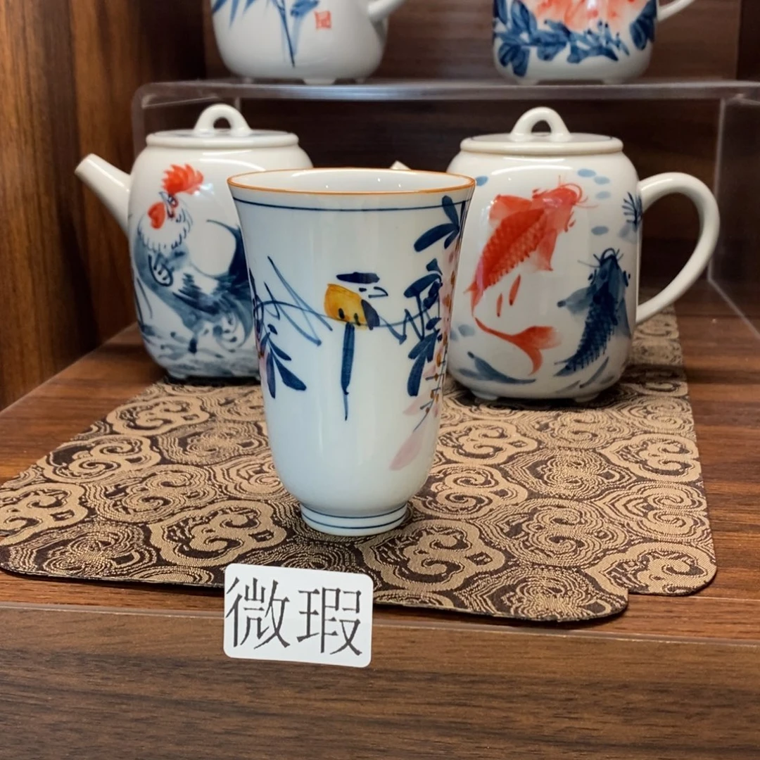 釉下彩老陶泥手工绘制
