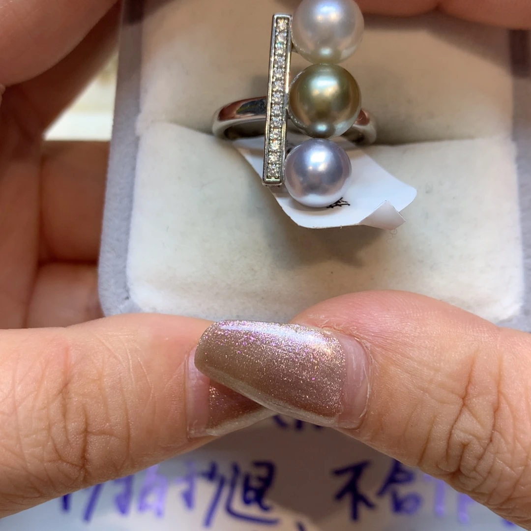 海水珍珠戒指银S925镶嵌