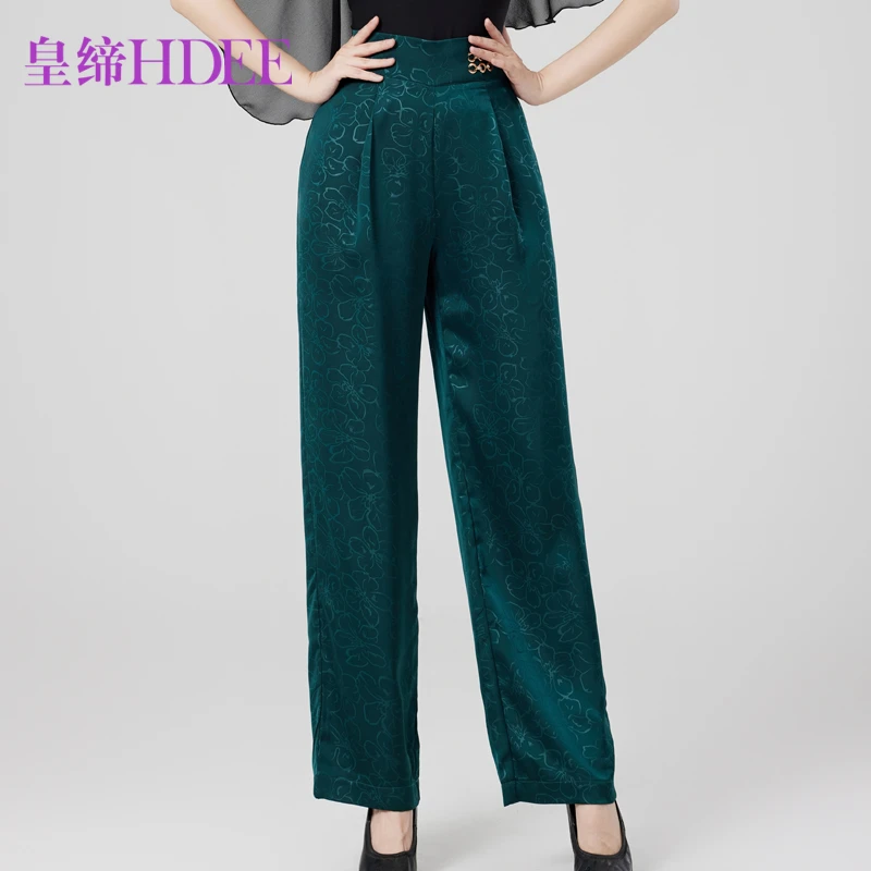 皇缔 摩登舞裤装新款薄款夏款高腰直筒裤交谊舞蹈下装时尚宽松