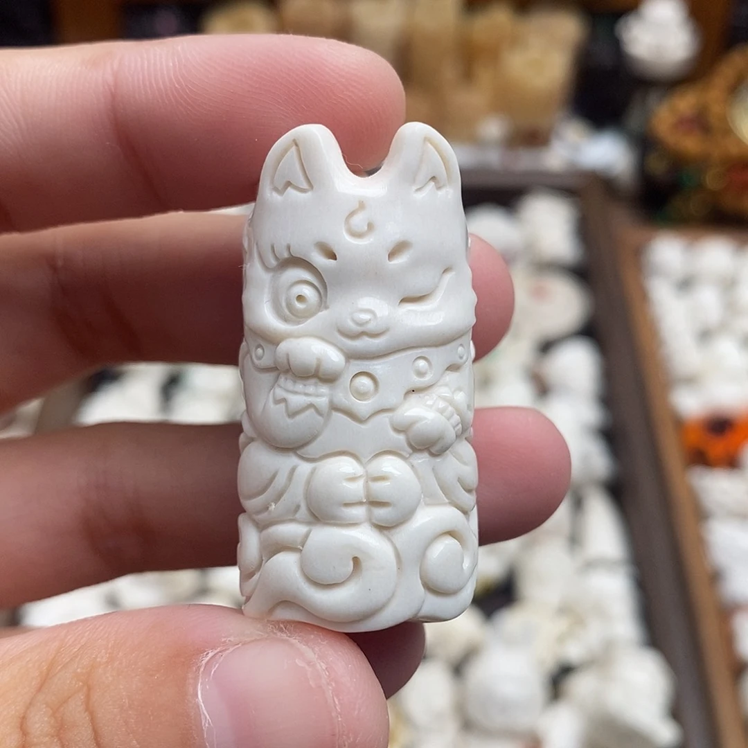 鹿骨把件蓝*?c16九尾骨笛鹿角
