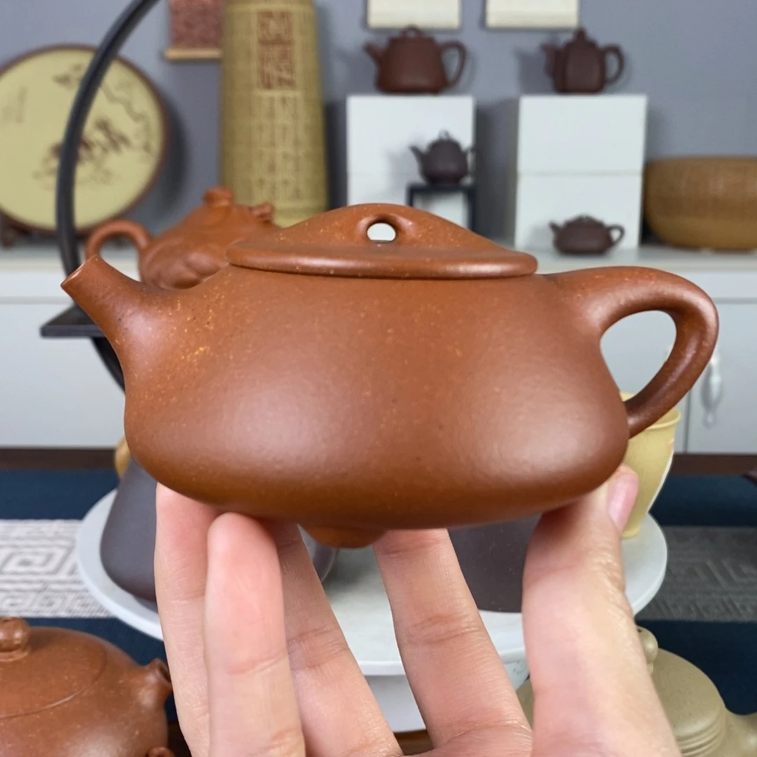 茶壶紫砂微瑕景舟石瓢160cc红降坡壶嘴底下一点