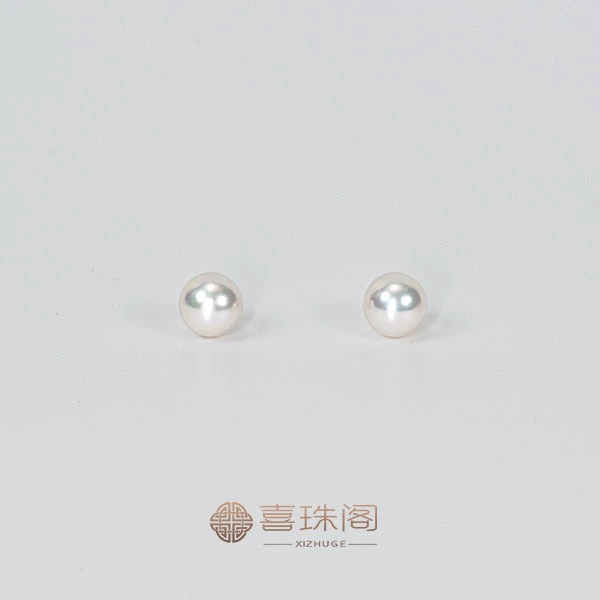 【杨雪雪】18K白海水珍珠AKOYA耳钉8.5-9mm左右