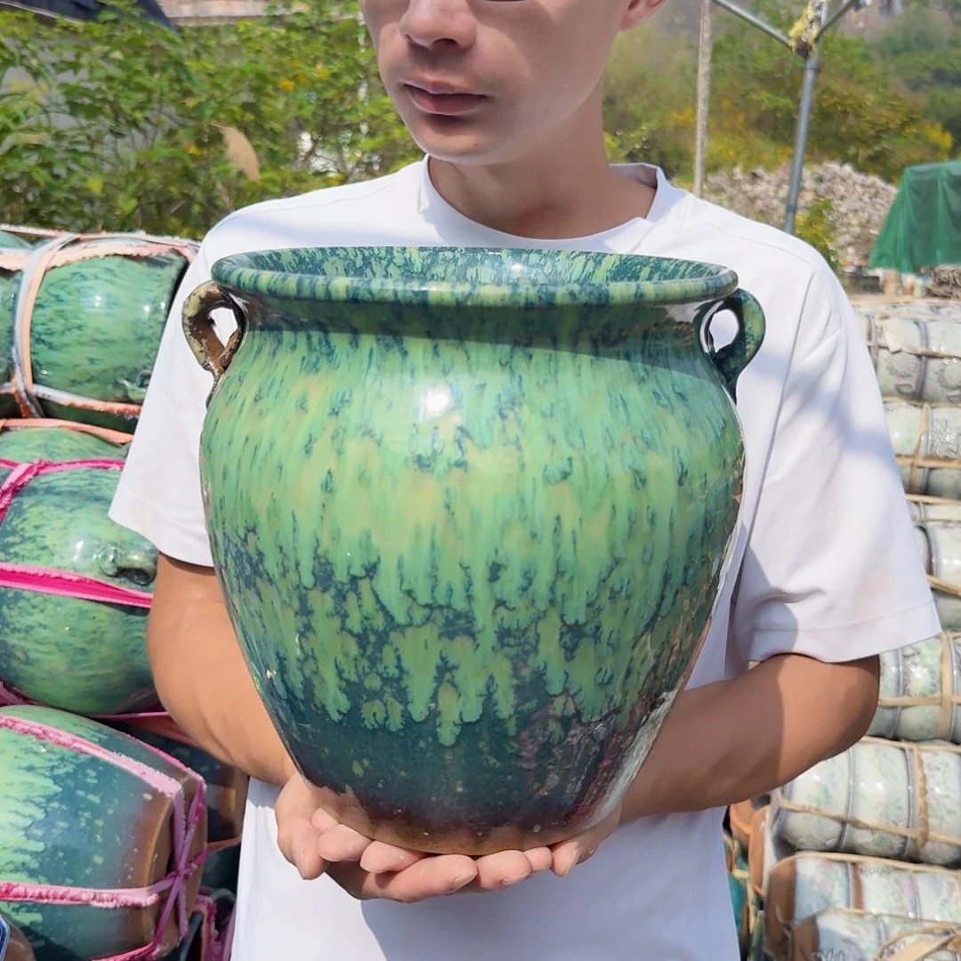 紫砂花盆口25高25（一个雪花绿