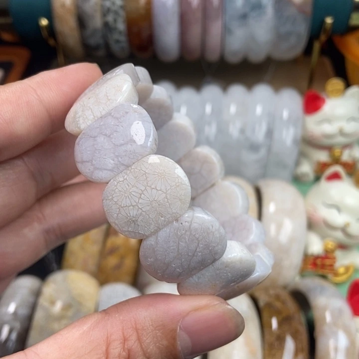 未镶嵌手镯硅化珊瑚（珊瑚玉）