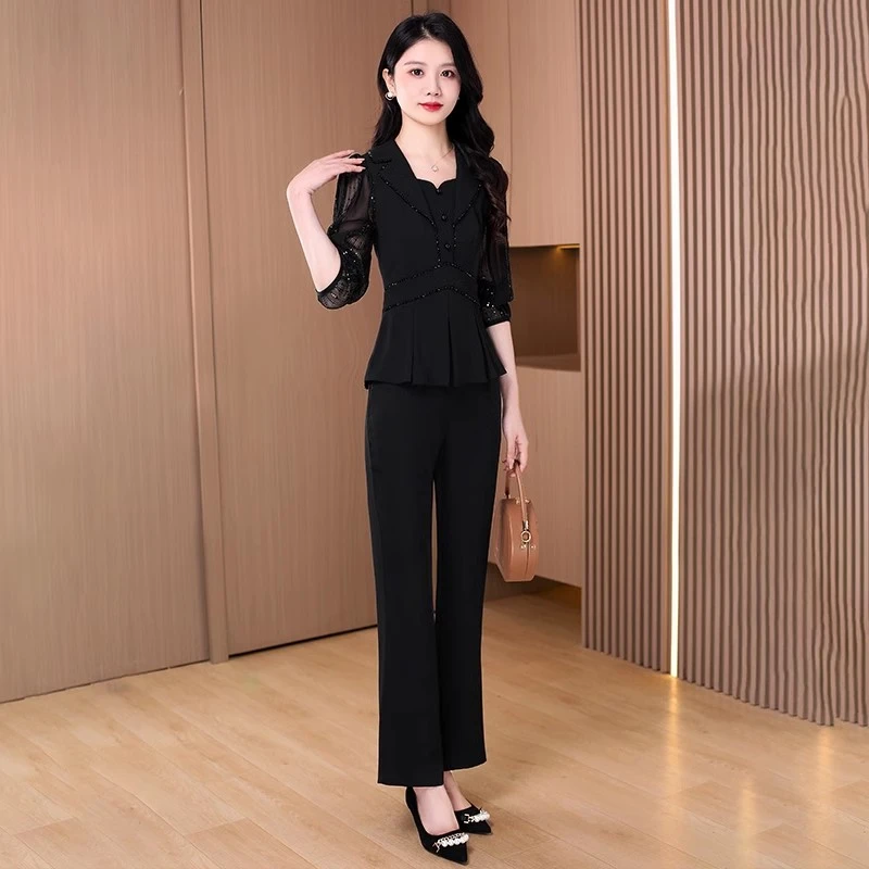 【两件套】21422夏季优雅洋气气质时尚休闲收腰显瘦套裤-XZY