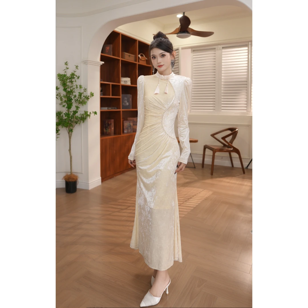 香见欢轻奢定制·修身显瘦气质新中式优雅轻奢连衣裙70676