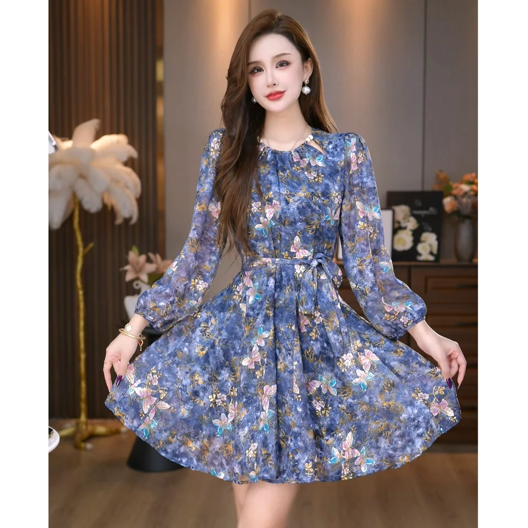 【破茧成蝶】早春法式茶歇烧花气质收腰显瘦连衣裙 A3105