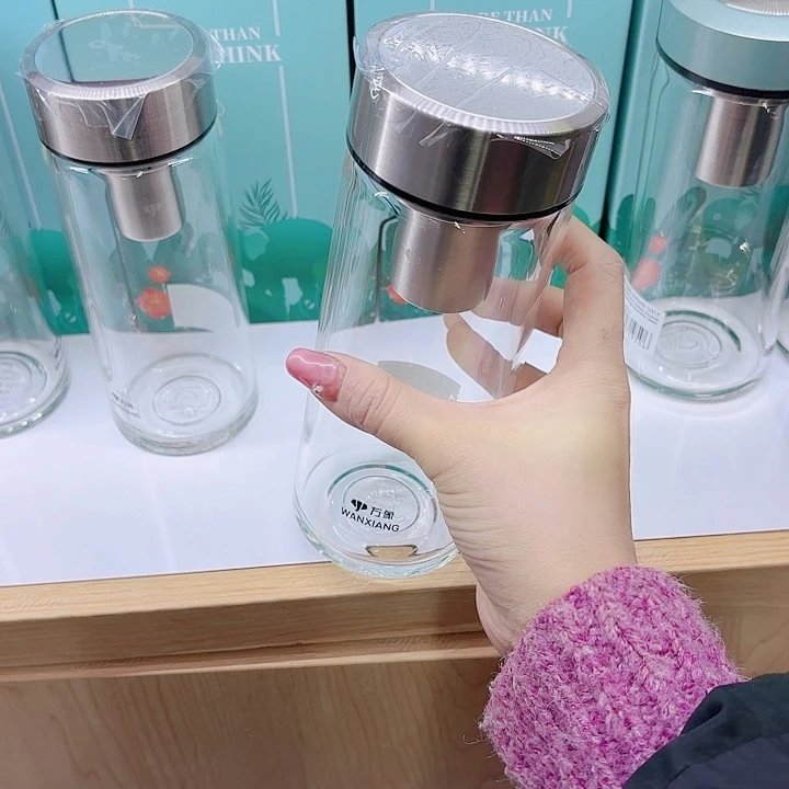 万象品牌单层玻璃杯U304-570钛银