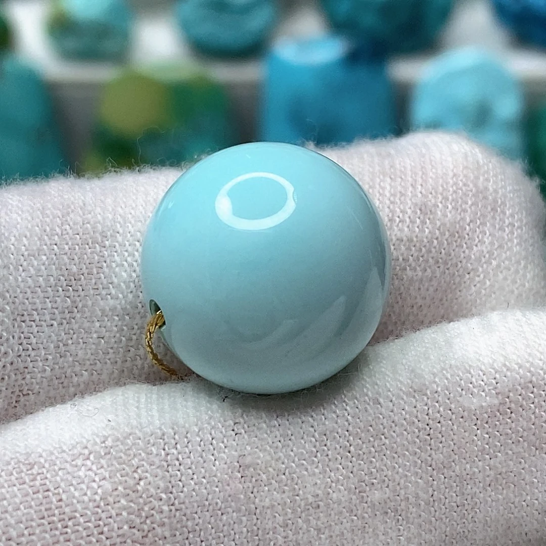 绿松石未镶嵌天然原矿 地大质检16.7mm