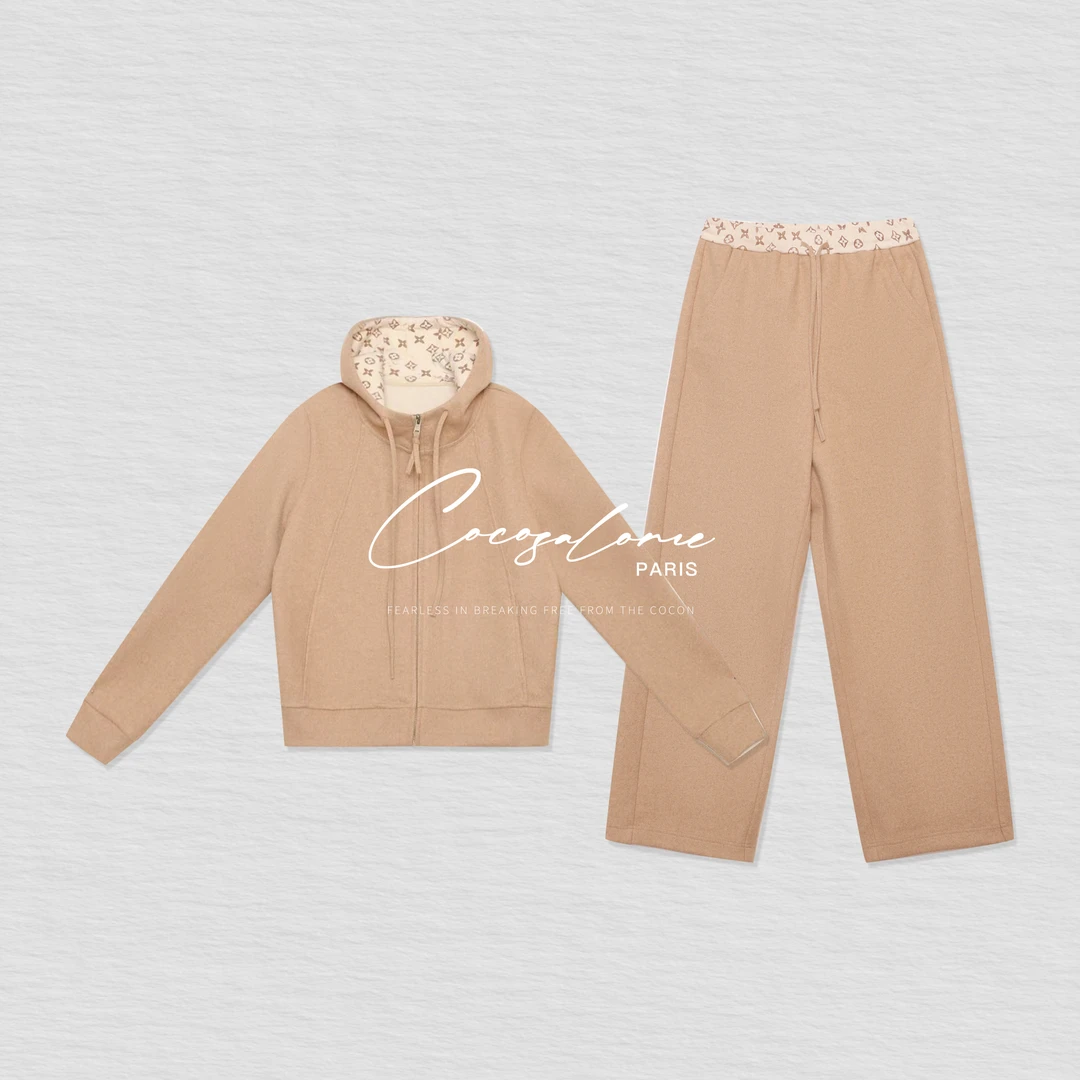 韩彬彬"驴家套装"老花内里点缀松质感松弛通勤绵羊毛套装647Y-3