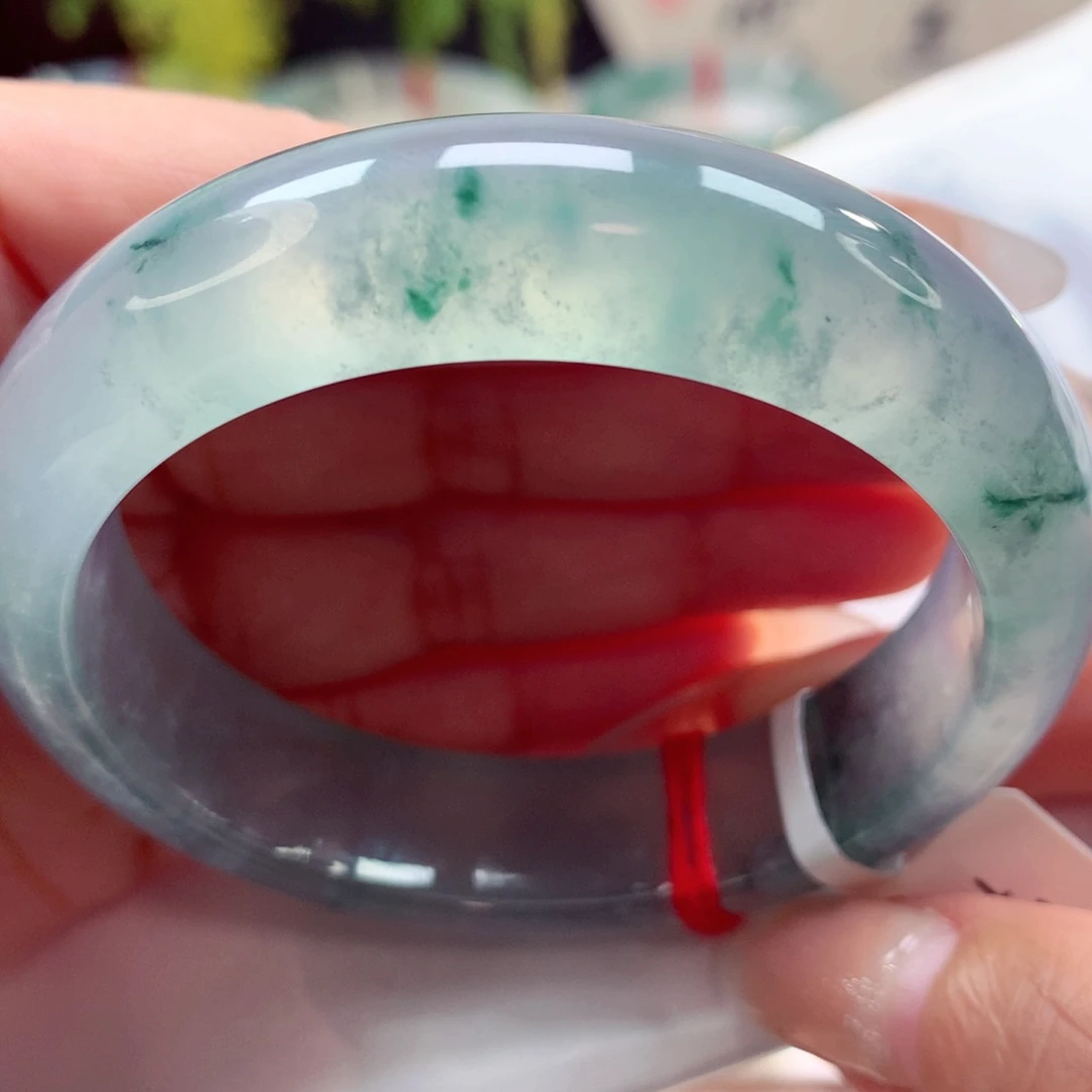 未镶嵌手镯翡翠冰种飘花52.8宽轮胎（32号）