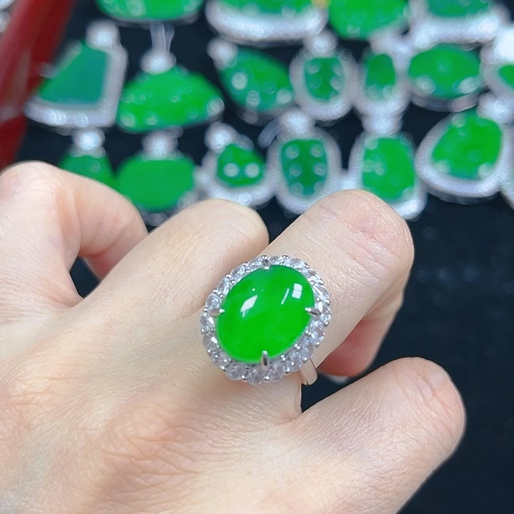 翡翠银S925镶嵌吊坠(不含链)