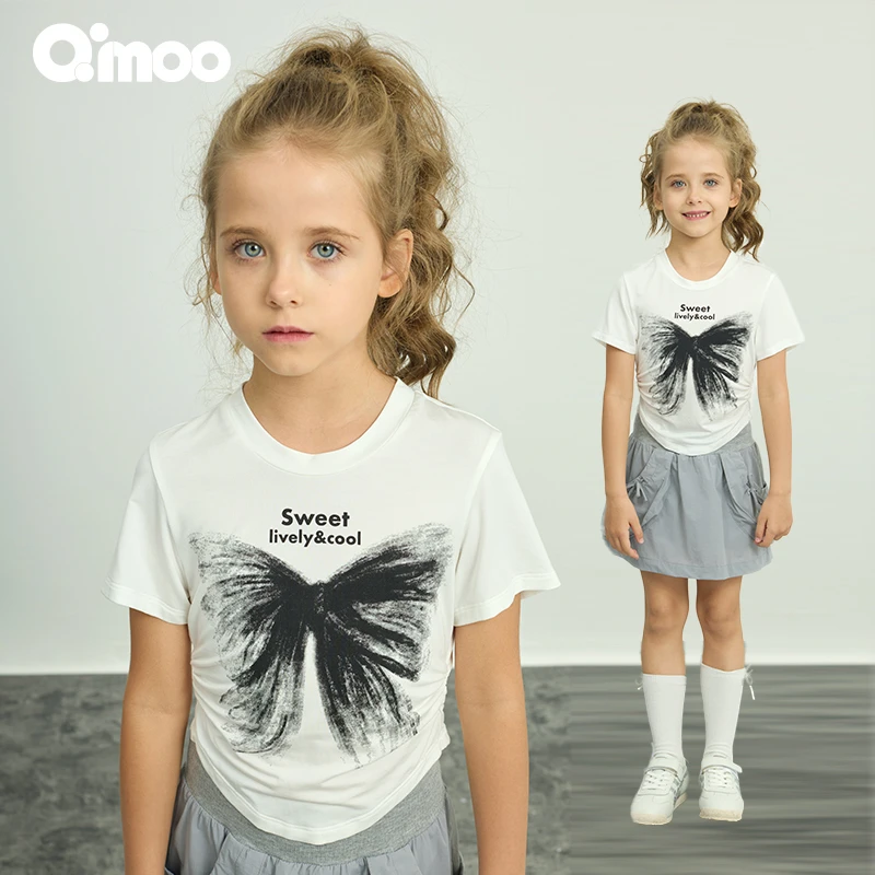 Qimoo/淇木25夏季女童百搭修身型短款舒适时尚圆领T恤QSS2TP204B
