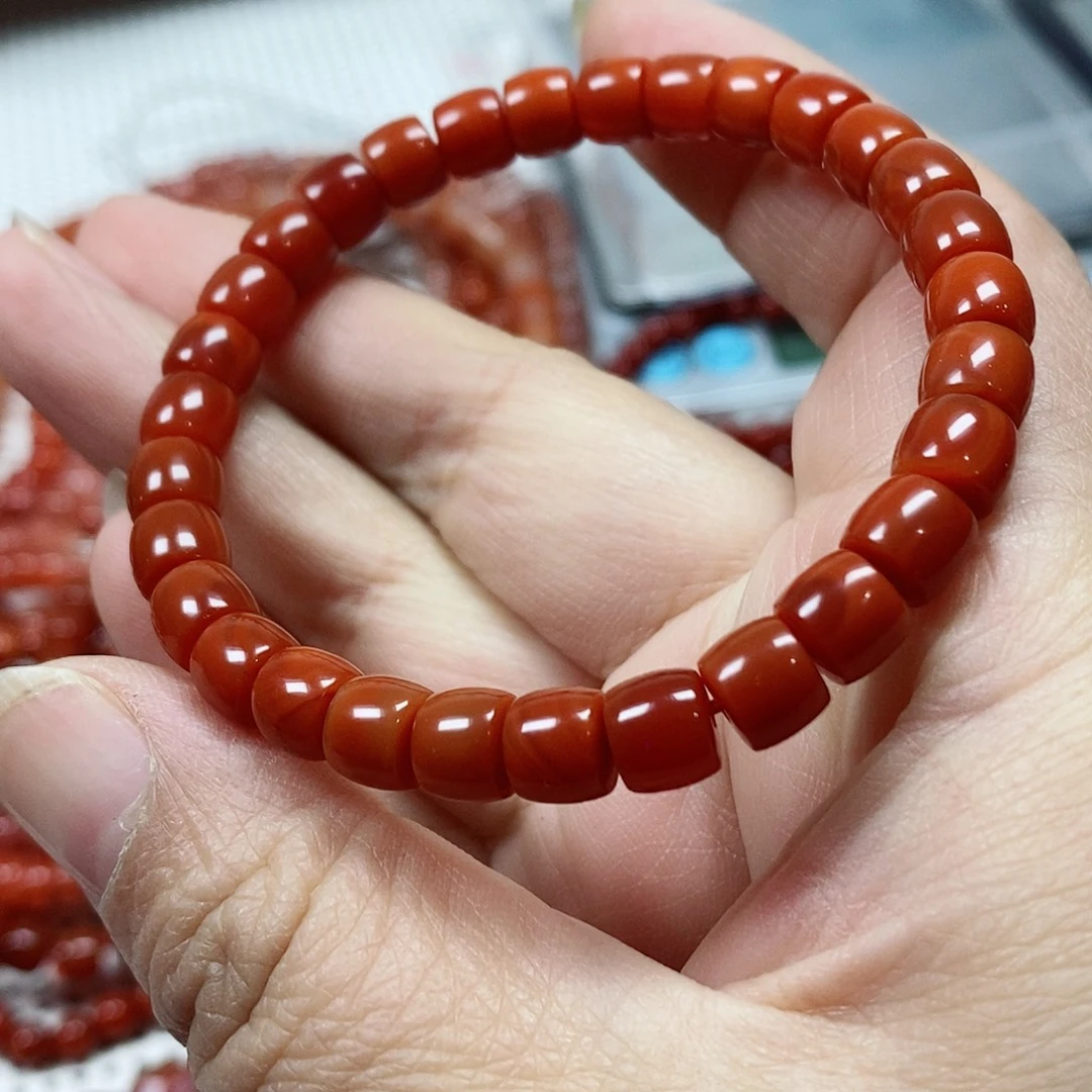 南红玛瑙未镶嵌手串卡6.8