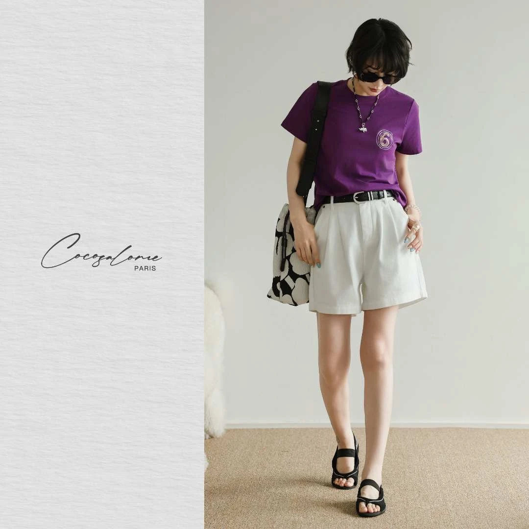 韩彬彬"月光白"100%棉夏季薄款清爽穿搭高织高密牛仔短裤1527-10