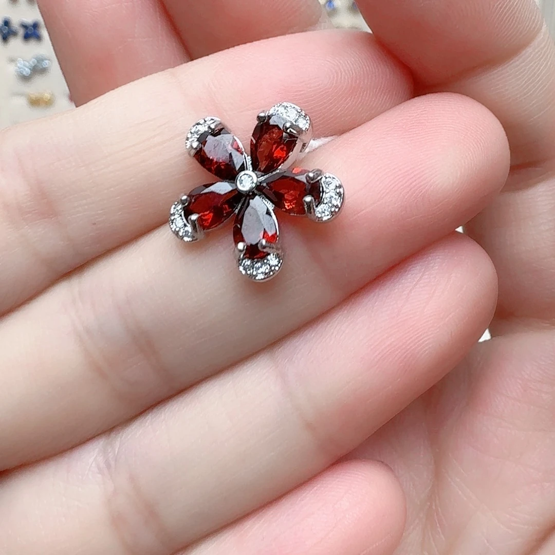 石榴石吊坠(不含链)银S925镶嵌吊坠71