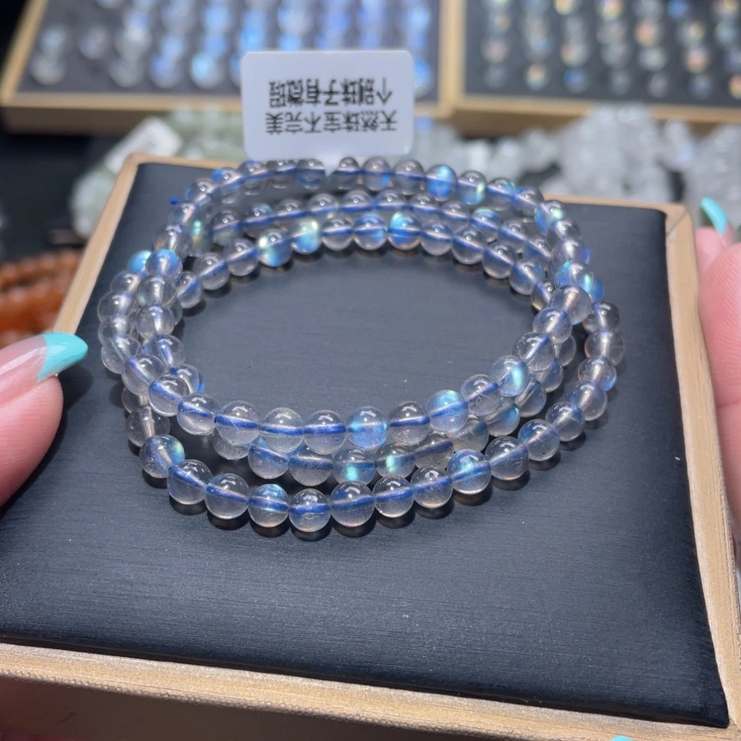 手链未镶嵌长石灰月光炫彩拉长石手链多圈5.5mm