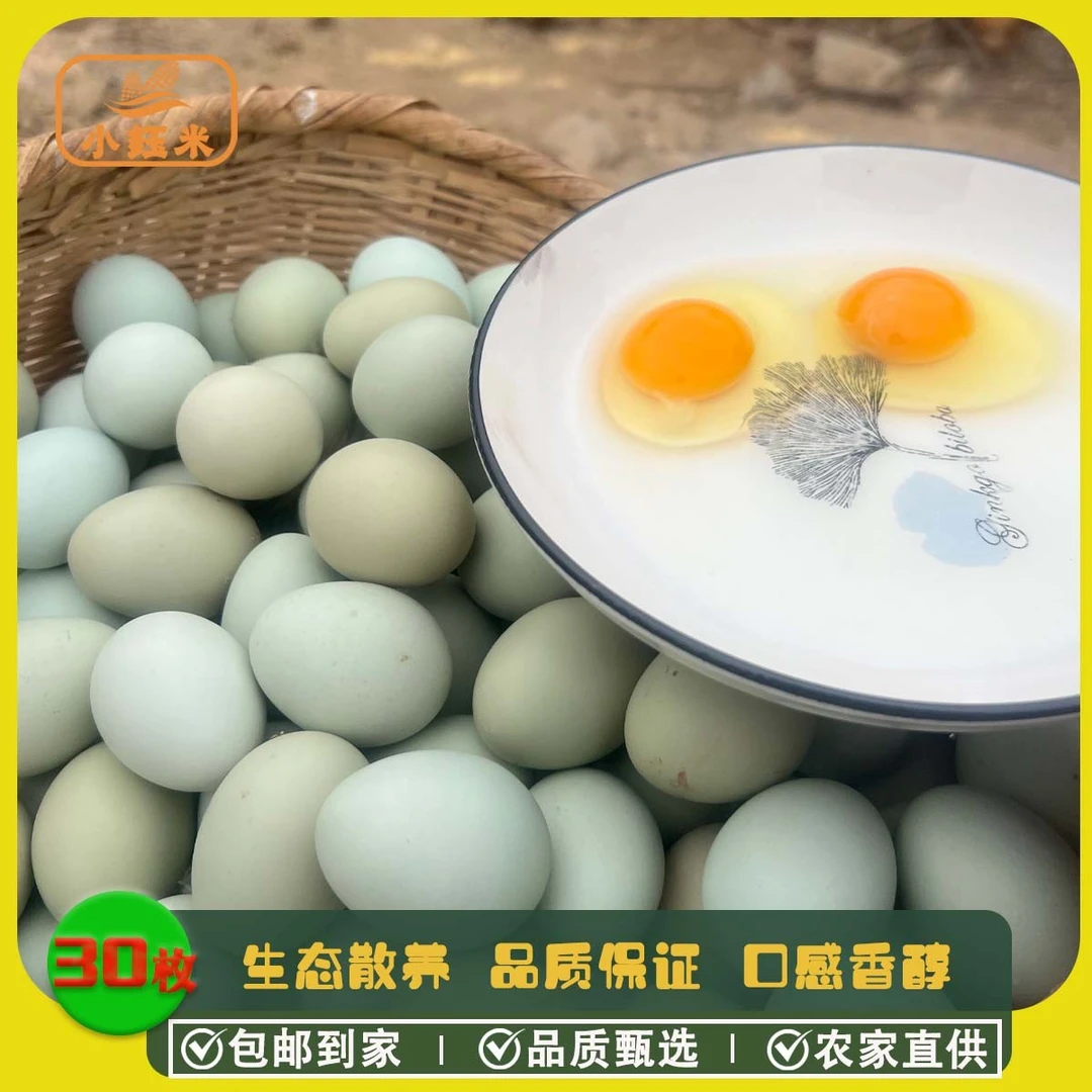 小钰米【30枚】山林散养江汉绿壳蛋营养新鲜土鸡蛋30枚