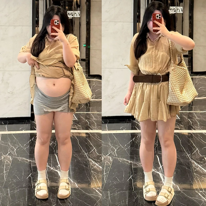 夏季高级感显瘦翻领短袖衬衫连衣裙女2025新款复古气质百褶裙短裙