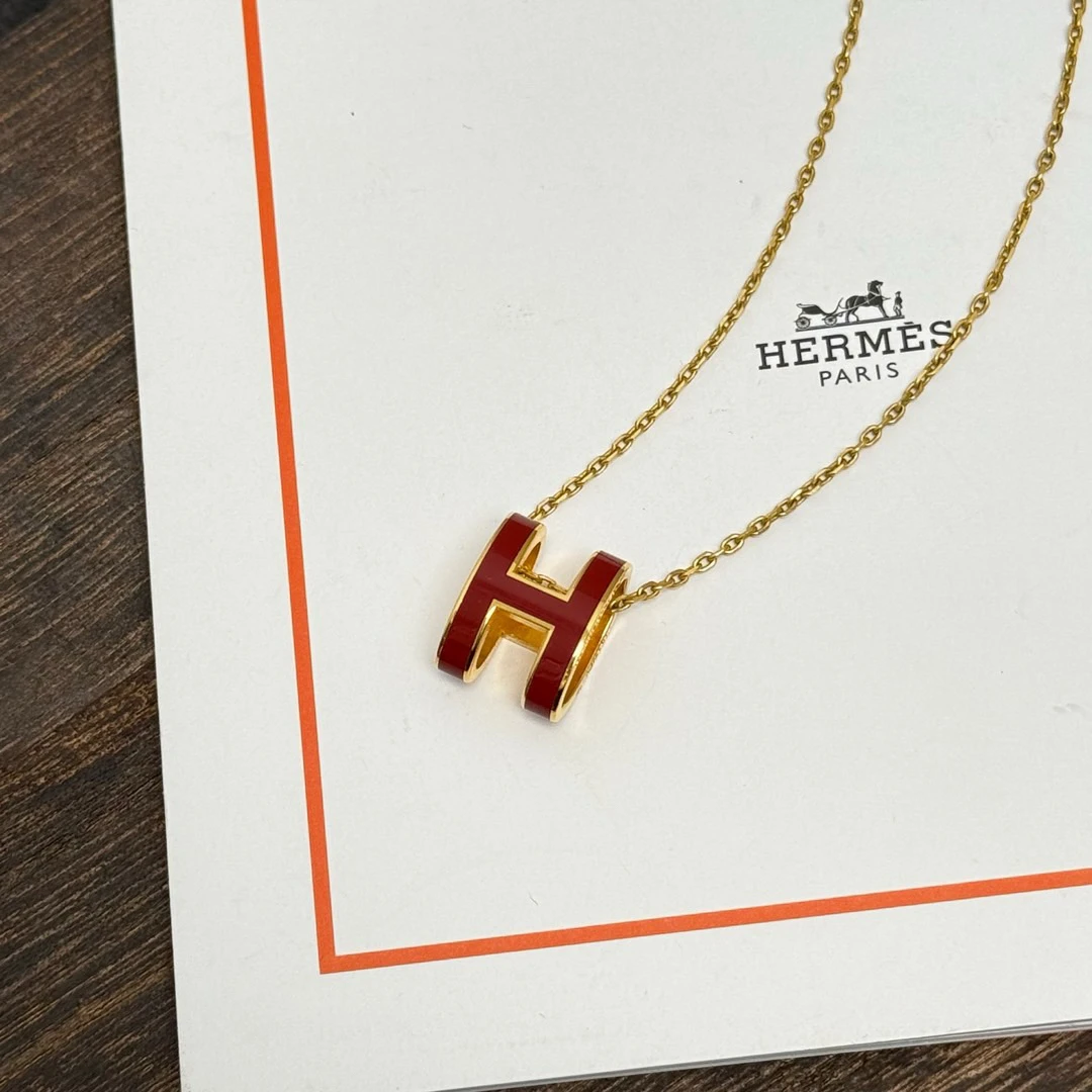 95新 Hermes/爱马仕 Hermes 红金 珐琅 poph项链 大号/616893949