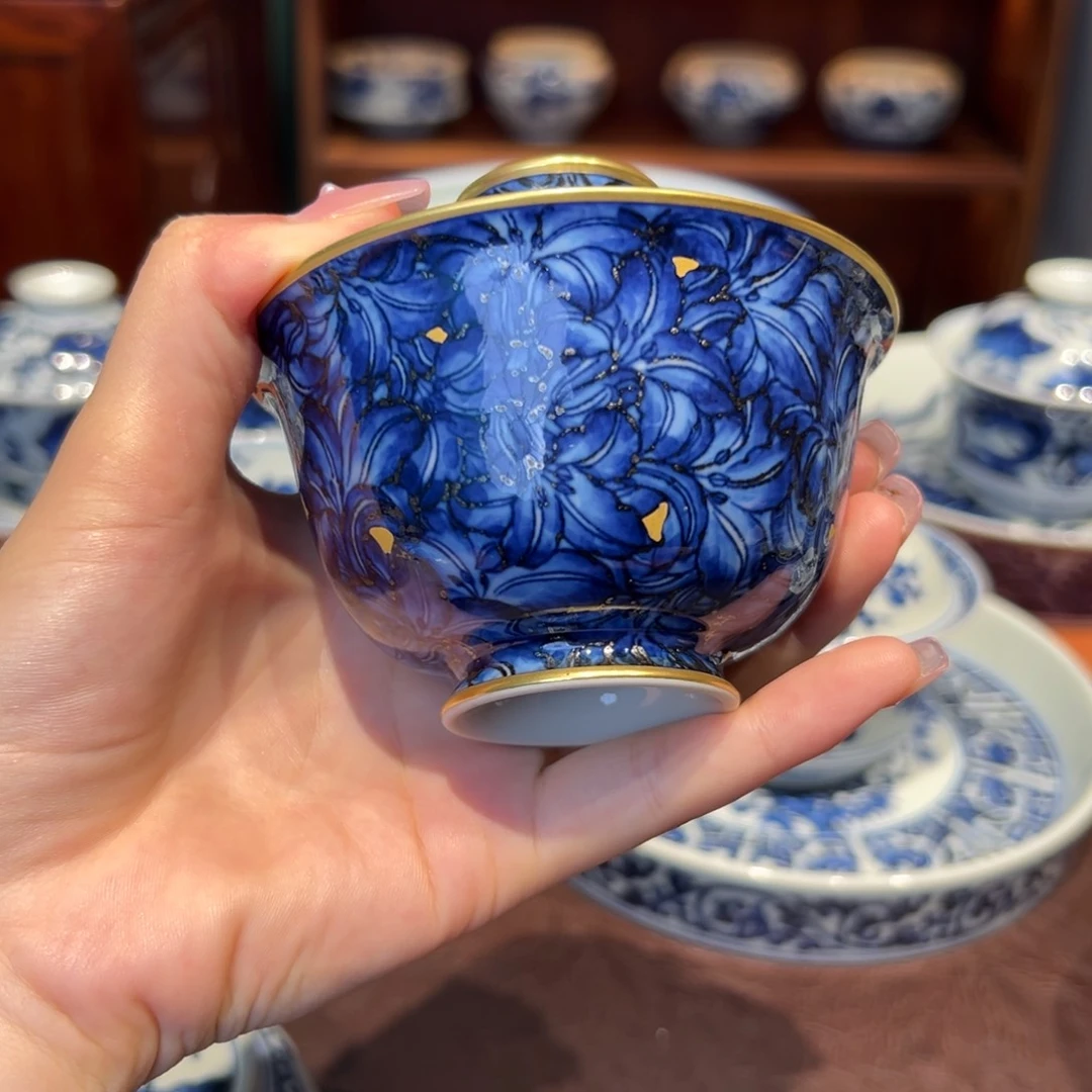 青花雯华堂手绘杯杯